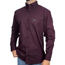 Camisa Wrangler Masculina Manga Longa Lisa Bordo