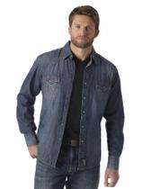 Camisa Wrangler masculina retrô de dois bolsos azul jeans XXL Camisa Wrangler masculina retrô de dois bolsos azul jeans XXL