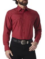 Camisa Wrangler Sport Western Snap Dobby Stripe Wine para homens Camisa Wrangler Sport Western Snap Dobby Stripe Wine para homens