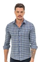 Camisa Xadrez Casual Dupla Slim Yacht Master - Azul Denin Camisa Xadrez Casual Dupla Slim Yacht Master - Azul Denin