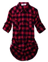 Camisa xadrez de flanela Shacket Match 100% algodão para mulheres