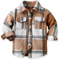 Camisa xadrez de flanela Yaopelky Toddler Boy 4-5 anos marrom Camisa xadrez de flanela Yaopelky Toddler Boy 4-5 anos marrom