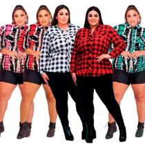 Camisa Xadrez Feminina Adulta Quadrilha Vestido de Festa Junina - Fantasias Carol FRM