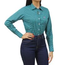 Camisa Xadrez Feminina Manga Longa Verde Austin 37524