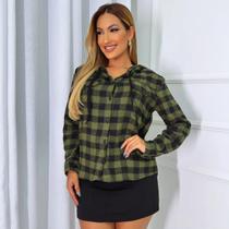 Camisa Xadrez Festa Junina Blusa Country Flanelada Moda Feminina C/ Touca Camisa Xadrez Festa Junina Blusa Country Flanelada Moda Feminina C/ Touca
