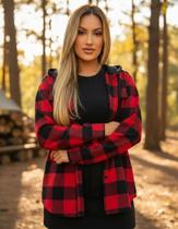 Camisa Xadrez Festa Junina Blusa Country Flanelada Moda Feminina C/ Touca