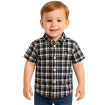 Camisa Xadrez Festa Junina Infantil Azul Verde Tamanh 1 a 14