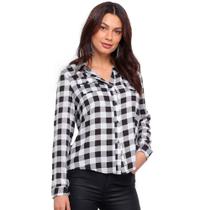 Camisa Xadrez Flanelada Feminina Blusa Manga Longa