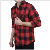 Camisa Xadrez Flanelada Manga Longa Vermelho e Preto