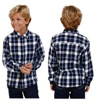 Camisa Xadrez Infantil Flanelada Cowboy Festa Junina Caipira Azul do 2 ao 16