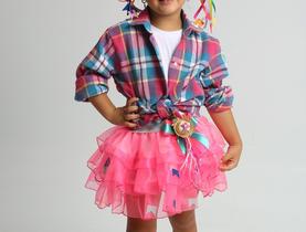 Camisa Xadrez infantil Flanelada linda do 2 ao 16 com lenço