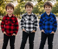camisa xadrez infantil flanelada manga longa menino unissex camisa festa junina flanela
