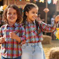 Camisa Xadrez Infantil Manga Longa Unissex Festa Junina Arraiá Camisa Xadrez Infantil Manga Longa Unissex Festa Junina Arraiá