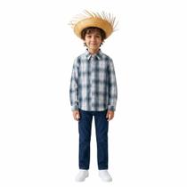 Camisa Xadrez Junina Poliéster Infantil Masculino