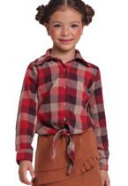 Camisa Xadrez Junina Vermelho Menina Muvilê 4 ao 6