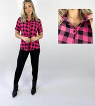 Camisa Xadrez Manga Curta Feminina