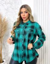 Camisa Xadrez Manga Longa Feminina Com Bolsos Camisa Xadrez Manga Longa Feminina Com Bolsos