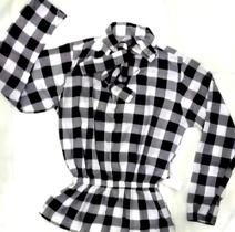Camisa xadrez manga longa preta e branca Camisa xadrez manga longa preta e branca