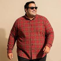 Camisa Xadrez Masculina Flanelada Plus Size Manga Longa Cor Militar G1 ao G18 Camisa Xadrez Masculina Flanelada Plus Size Manga Longa Cor Militar G1 ao G18