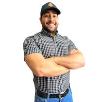 Camisa Xadrez Masculina Manga Curta Laço Forte Lançamento Country