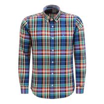 Camisa Xadrez Masculina Manga Longa Azul Slim Austin Western 40083