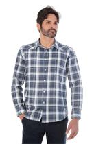 Camisa xadrez masculina manga longa modelagem slim azul/branco Camisa xadrez masculina manga longa modelagem slim azul/branco