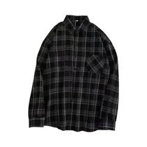 Camisa Xadrez Oversized Feminina De Manga Comprida, Estilo Coreano, Casual Vintage, Com Botões, Para Camisa Xadrez Oversized Feminina De Manga Comprida, Estilo Coreano, Casual Vintage, Com Botões, Para