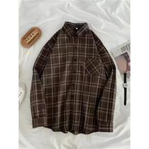 Camisa Xadrez Oversized Feminina De Manga Longa, Estilo Vintage, Streetwear Harajuku, Blusa Casual