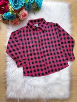 Camisa Xadrez Pink Flanela Junina Derik - Manga Longa com Botões