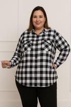 Camisa Xadrez Plus size Blusa feminina viscolinho Camisa Xadrez Plus size Blusa feminina viscolinho