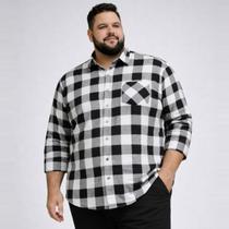 Camisa Xadrez Plus Size Masculina Extra Grande Manha Longa Com Punho