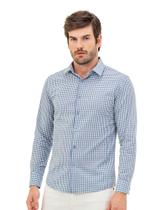 Camisa Xadrez Premium Slim Fit Yacht Master - Azul Denin