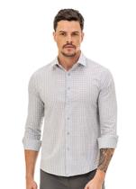 Camisa Xadrez Premium Slim Fit Yacht Master - Cinza Claro