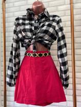 Camisa xadrez + saia bengaline + cinto Camisa xadrez + saia bengaline + cinto