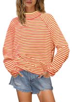 Camisa Yanekop listrada com gola simulada e manga comprida para mulheres Camisa Yanekop listrada com gola simulada e manga comprida para mulheres