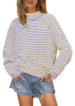 Camisa Yanekop listrada com gola simulada, grande, manga comprida, feminina