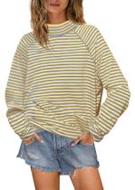 Camisa Yanekop listrada com gola simulada, grande, manga comprida, feminina