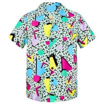 Camisa Zando Retro 80s 90s para homens de manga curta com botões