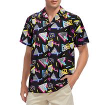 Camisa Zando Triangles 80s 90s para homens vintage com botões