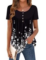 Camisa Zeagoo de manga curta floral de verão para mulheres Camisa Zeagoo de manga curta floral de verão para mulheres