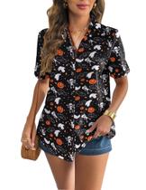 Camisa Zeagoo Halloween Button Down Pumpkin Print