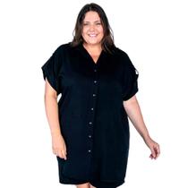 Camisão Feminino Plus Size, Manga Curta, Até 52