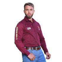 Camisão Masculino Country Bordado Jopper Bulls Bordô
