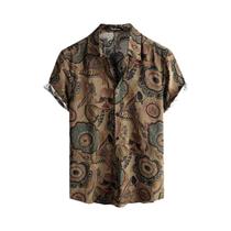 Camisas Casuais Masculinas Florais Havaianas Com Estampa 3D, Manga Curta, Botão Frontal, Camisa