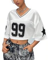 Camisas Crop Top SOLY HUX Jersey para mulheres Y2k White XS Camisas Crop Top SOLY HUX Jersey para mulheres Y2k White XS