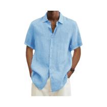 Camisas De Algodão E Linho Para Homens Em Tamanhos Grandes, De Manga Curta, Cor Sólida, Estilo Camisas De Algodão E Linho Para Homens Em Tamanhos Grandes, De Manga Curta, Cor Sólida, Estilo