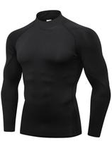 Camisas de compressão Queerier de manga comprida para homens - pretas