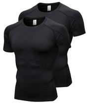 Camisas de compressão Queerier masculinas de treino de manga curta x2