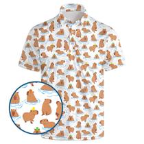 Camisas de golfe AYUNIX, polo com estampa de capivara para desempenho masculino Camisas de golfe AYUNIX, polo com estampa de capivara para desempenho masculino