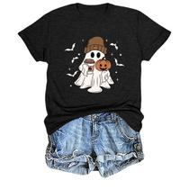 Camisas de Halloween para mulheres Bealatt Cute Ghost Coffee Black